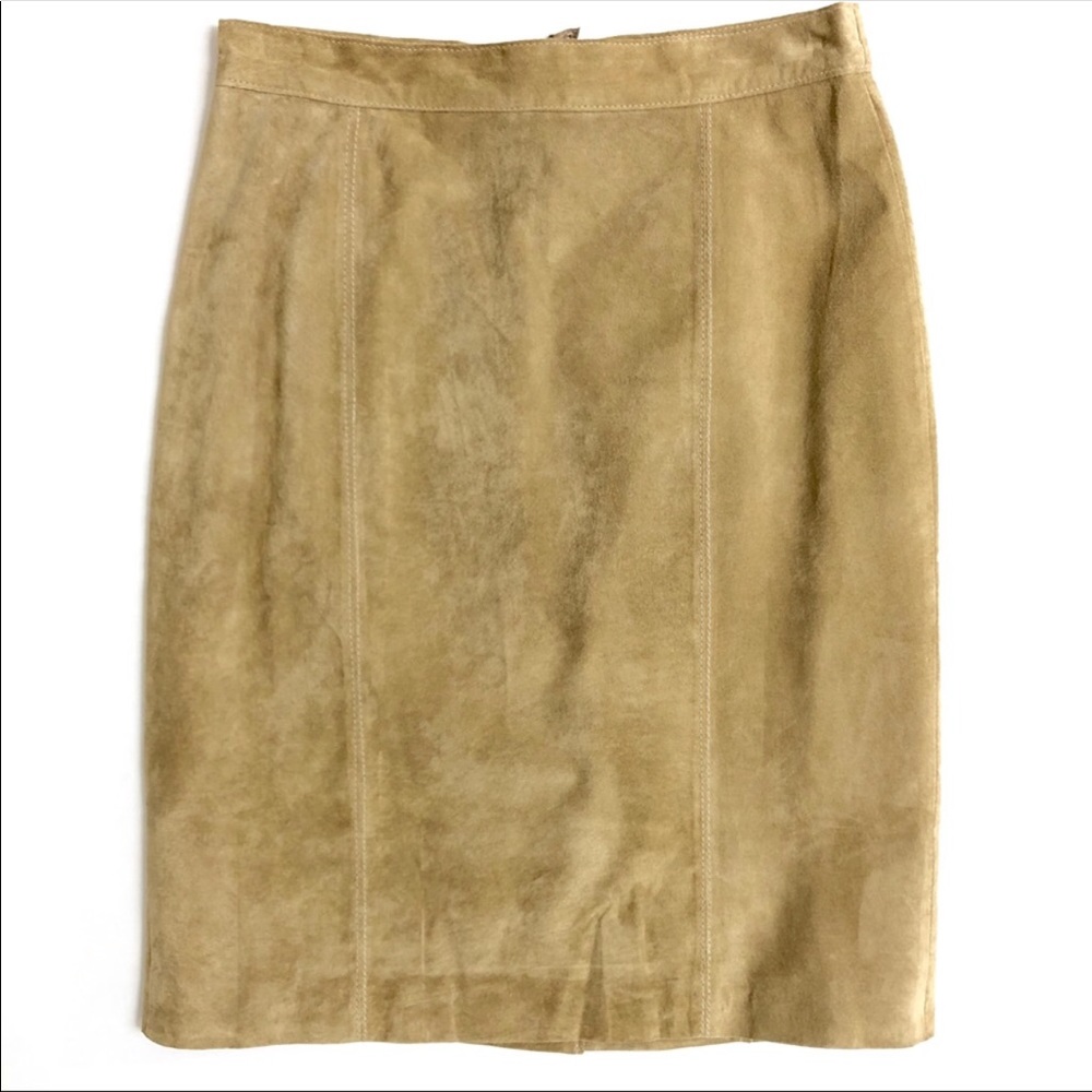 Genuine leather pencil skirt